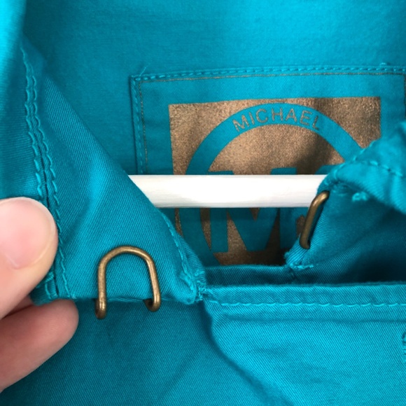 Michael Kors Trench Coat Women’s Large Teal Double Breasted Belted Pockets - Picture 6 of 14